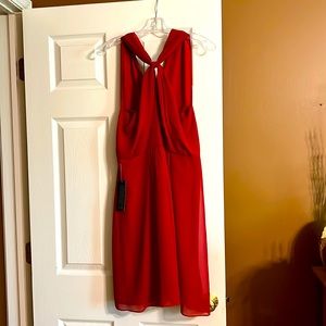 Ann Taylor red dress, silk shell, polyester lining, size 6